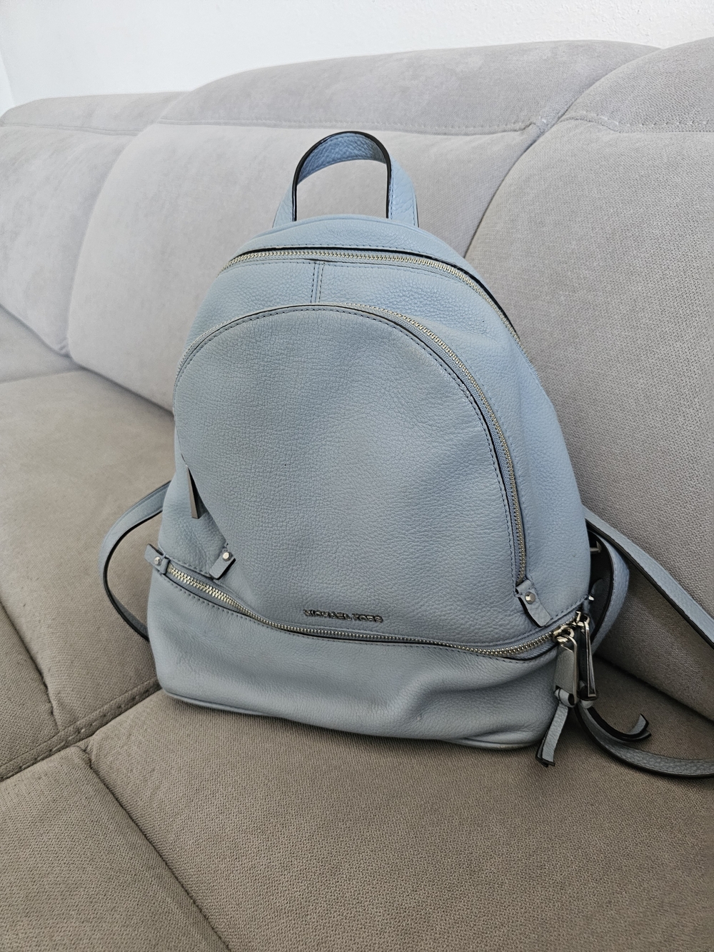Michael Kors Rhea Light Blue Leather Backpack